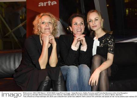 Katja Riemann, Melika Foroutan and Friederike Kempter at the Arte Reception 2016 during the 66th Berlin International Film Festival Berlinale 2016 at The Ritz-Carlton hotel on February 15, 2016 in Berlin, Germany. Foto:xFredericx xFuturexImage