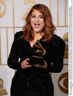 Singer Meghan Trainor, winner of the Best New Artist award, appears backstage during the 58th annual Grammy Awards held at Staples Center in Los Angeles on February 15, 2016.  LAP201602151031 PHILxMCCARTEN