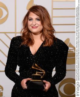 Singer Meghan Trainor, winner of the Best New Artist award, appears backstage during the 58th annual Grammy Awards held at Staples Center in Los Angeles on February 15, 2016.  LAP201602151037 PHILxMCCARTEN