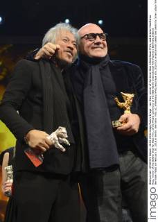 Lav Diaz, winner of the Silver Bear Alfred Bauer Prize, and director Gianfranco Rosi, winner of the Golden Bear for Best Film, at the Award Ceremony of the 66th Berlin International Film Festival Berlinale 2016 at Berlinale Palast on February 20, 2016 in Berlin, Germany. Foto:xC.xNiehausx xFuturexImage