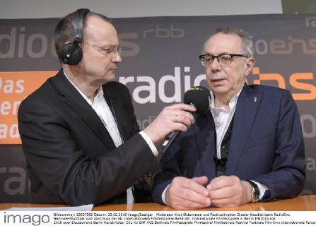 Moderator Knut Elstermann und Festivaldirektor Diester Kosslick beim RadioEins Berlinale-Nighttalk zum Abschluss der 66. Internationalen Filmfestspiele Berlin 66. Internationale Filmfestspiele in Berlin IFB2016