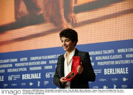 Feb. 20, 2016 - Berlin, Germany - Leonor Teles receives Golden Bear for short film Balada de um Batraquio at the 66th Berlinale. Berlin Germany - ZUMAp133