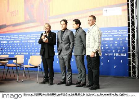 Feb. 20, 2016 - Berlin, Germany - Lav Diaz received Silver Bear Alfred Bauer Prize of the 66th Berlinale. Berlin Germany - ZUMAp133