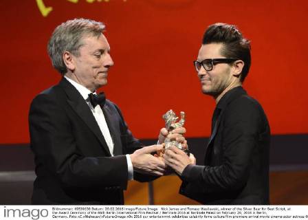 Nick James and Tomasz Wasilewski, winner of the Silver Bear for Best Script, at the Award Ceremony of the 66th Berlin International Film Festival Berlinale 2016 at Berlinale Palast on February 20, 2016 in Berlin, Germany. Foto:xC.xNiehausx xFuturexImage