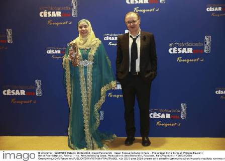 Cesar Preisverleihung in Paris - Preisträger Soria Zeroual, Philippe Faucon ( Beste Film-Adaption, Fatima ) - 41. Preisverleihung Cesar, Photocall mit den Gewinnern, Fouquets, Paris Frankreich - 26 02 2016 GwendolineLeGoff Panoramic 