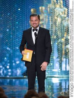 Feb 28, 2016 - Hollywood, California, U.S. - Leonardo DICAPRIO (Di Caprio) accepts the Oscar for Performance by an actor in a Leading role, for work on œThe Revenant during the live ABC Telecast of The 88th Oscars at the Dolby Theatre. Hollywood U.S. - ZUMAz03_