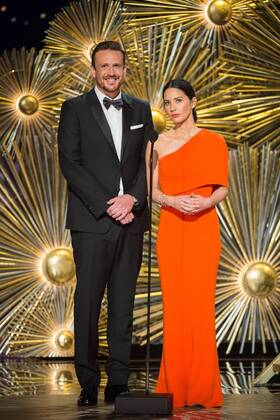 Feb 28, 2016 - Hollywood, California, U.S. - Presenters Jason Segel and Olivia Munn onstage during the live ABC Telecast of The 88th Oscars at the Dolby Theatre. Hollywood U.S. - ZUMAz03_