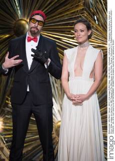 Feb 28, 2016 - Hollywood, California, U.S. - Presenters Sacha Baron Cohen and Olivia Wilde onstage during the live ABC Telecast of The 88th Oscars at the Dolby Theatre. Hollywood U.S. - ZUMAz03_