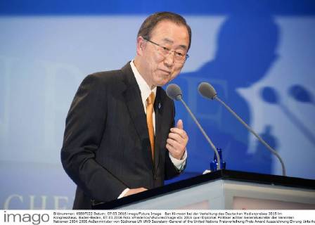 Ban Ki-moon bei der Verleihung des Deutschen Medienpreises 2015 im Kongresshaus. Baden-Baden, 07.03.2016 Foto:xFredericx xFuturexImage