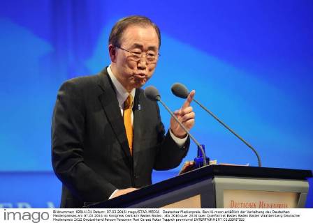 Deutscher Medienpreis. Ban Ki-moon anläßlich der Verleihung des Deutschen Medienpreises am 07.03.2016 im Kongress Centrum Baden Baden.