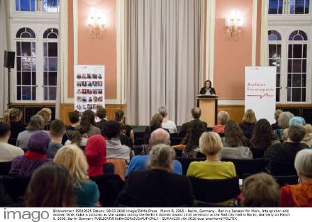 March 8, 2016 - Berlin, Germany - Berlin s Senator for Work, Intergration and Women Dilek Kolat is pictured as she speaks during the Berlin s Women Award 2016 ceremony at the Red City Hall in Berlin, Germany on March 8, 2016. Berlin Germany  - ZUMAn230
