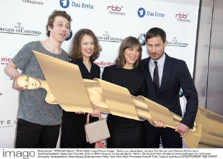 Moritz Leu, Paula Beer, Anneke Kim Sarnau und Clemens Schick beim Nominiertenabend Deutscher Filmpreis 2016 im BMW Haus am Kurfürstendamm. Berlin, 30.04.2016 Foto:xFredericx xFuturexImage