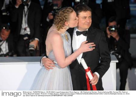 69. Festival de Cannes: Preisverleihung 69th Cannes Film Festival 2016, Photocall Awards. Pictured: Cristian Mungiu, Maria-Victoria Dragus  AlbertoxTerenghi Cannes
