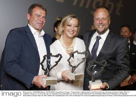 Tobias Moers, Sabine Kehm und Smudo bei der Nürburgring Award Night 2016 im ringwerk. Nürburg, 27.05.2016 Foto:xC.xHardtx xFuturexImage