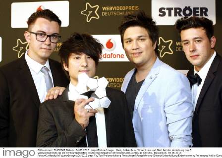 Gast, Julien Bam, Vincent Lee und Gast bei der Verleihung des 6. Webvideopreises an die herausragendsten deutschsprachigen Internetstars des Jahres im Castello. Düsseldorf, 04.06.2016 Foto:xC.xHardtx xFuturexImage