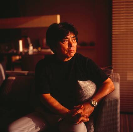 Aug 27, 2010 - Tokyo, Japan - Japanese novelist and filmmaker RYU MURAKAMI poses for photos in Tokyo, Japan. Ryu Murakami was born as Ryunosuke Murakami in Sasebo, Nagasaki in 1952. Murakami s first work, the short novel Almost Transparent Blue deals with promiscuity and drug use among disaffected Japanese youth and won the newcomer s literature prize and the Akutagawa Prize in 1976. The novel is a best seller in Japan and its sales volume reached 3.5 million.  - ZUMAc32_