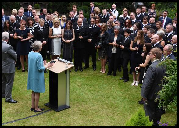 . 14 07 2016. London, United Kingdom. Prime Minister- Police Bravery Awards. The Prime Minister Theresa May host a reception for the Police Bravery Award in the Garden of No10 Downing Street.  xAndrewxParsonsx xi-Imagesx IIM-13174-0001