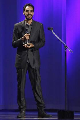 Nascuy Linares receives the Best Original Music Award for the Colombian film El Abrazo de la Serpiente during the 3rd Platino Ibero-American Film Awards in Punta del Este, Uruguay, 24 July 2016. ni PREMIOS PLATINO !ACHTUNG: NUR REDAKTIONELLE NUTZUNG!  PLA044 20160725-636050195513650443