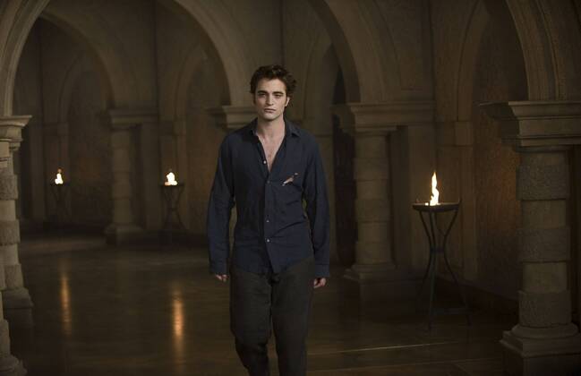 RELEASE DATE: November 20, 2009. MOVIE TITLE: Twilight: New Moon. STUDIO: Imprint Entertainment. PLOT: After Bella recovers from the vampire attack that almost claimed her life, she looks to celebrate her birthday with Edward and his family. However, a minor accident during the festivities results in Bella s blood being shed, a sight that proves too intense for the Cullens, who decide to leave the town of Forks, Washington for Bella and Edward s sake. Initially heartbroken, Bella finds a form of comfort in reckless living, as well as an even-closer friendship with Jacob Black. Danger in different forms awaits. PICTURED: ROBERT PATTINSON as Edward Cullen. - ZUMAg90_