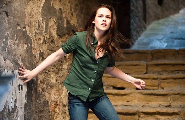 RELEASE DATE: November 20, 2009. MOVIE TITLE: Twilight: New Moon. STUDIO: Imprint Entertainment. PLOT: After Bella recovers from the vampire attack that almost claimed her life, she looks to celebrate her birthday with Edward and his family. However, a minor accident during the festivities results in Bella s blood being shed, a sight that proves too intense for the Cullens, who decide to leave the town of Forks, Washington for Bella and Edward s sake. Initially heartbroken, Bella finds a form of comfort in reckless living, as well as an even-closer friendship with Jacob Black. Danger in different forms awaits. PICTURED: KRISTEN STEWART as Bella Swan. - ZUMAg90_