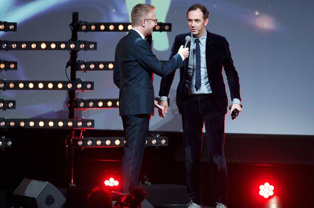 David Dewaele from Soulwax (R) pictured during the award ceremony of the Ensors Flemish film prizes on the closing day of the tenth edition of the Oostende Film festival, Friday 16 September 2016.  NICOLASxMAETERLINCK 04933605