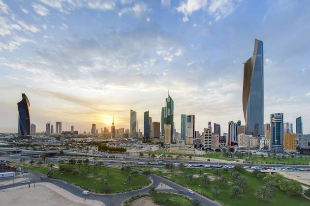 Elevated view of the modern city skyline and central business district, Kuwait City, Kuwait, Middle East Copyright: GavinxHellier 794-3750