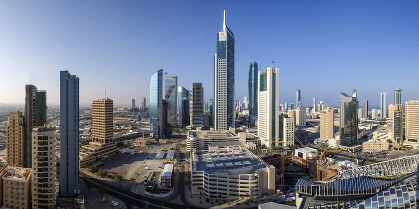 Elevated view of the modern city skyline and central business district, Kuwait City, Kuwait, Middle East Copyright: GavinxHellier 794-3752