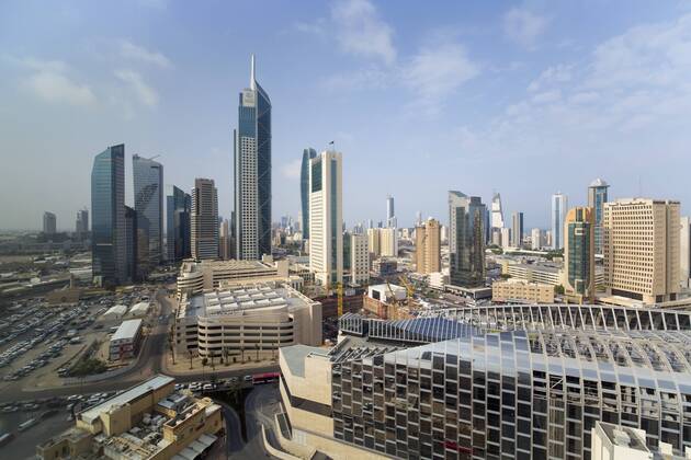 Elevated view of the modern city skyline and central business district, Kuwait City, Kuwait, Middle East Copyright: GavinxHellier 794-3755