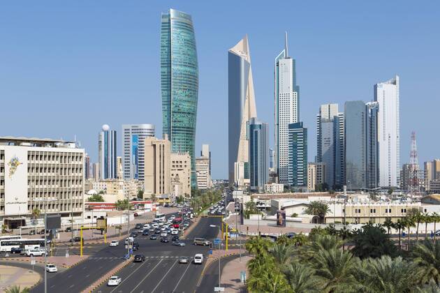 Elevated view of the modern city skyline and central business district, Kuwait City, Kuwait, Middle East Copyright: GavinxHellier 794-3758
