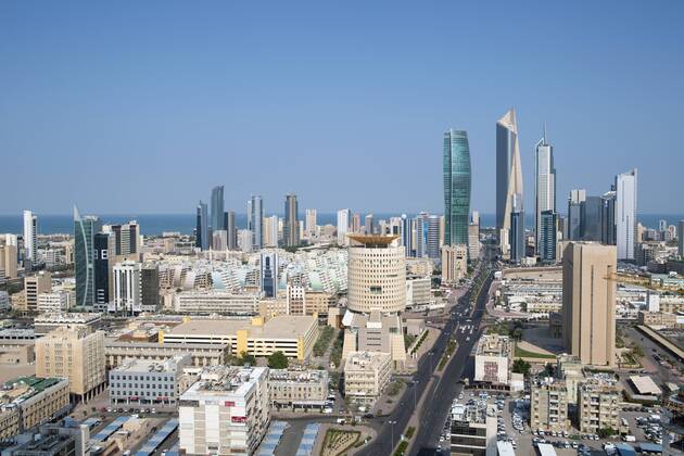 Elevated view of the modern city skyline and central business district, Kuwait City, Kuwait, Middle East Copyright: GavinxHellier 794-3760