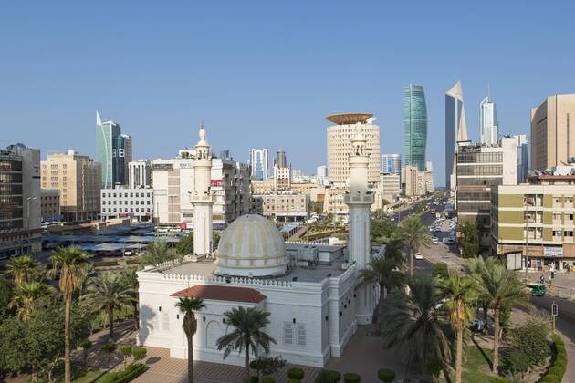 Elevated view of the modern city skyline and central business district, Kuwait City, Kuwait, Middle East Copyright: GavinxHellier 794-3763