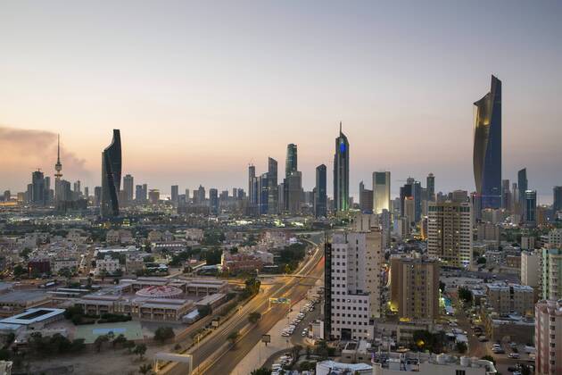 Elevated view of the modern city skyline and central business district, Kuwait City, Kuwait, Middle East Copyright: GavinxHellier 794-3769