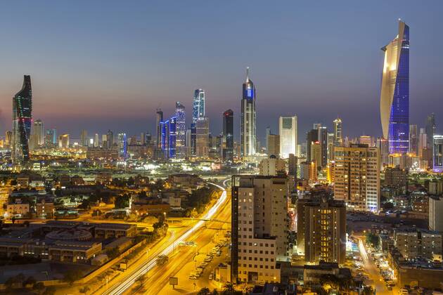 Elevated view of the modern city skyline and central business district, Kuwait City, Kuwait, Middle East Copyright: GavinxHellier 794-3770