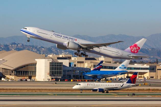USA, United States of America, California, Los Angeles, 21.10.2016: Los Angeles International Airport, China Airlines Boeing 777-36N(ER), Registration: B18055