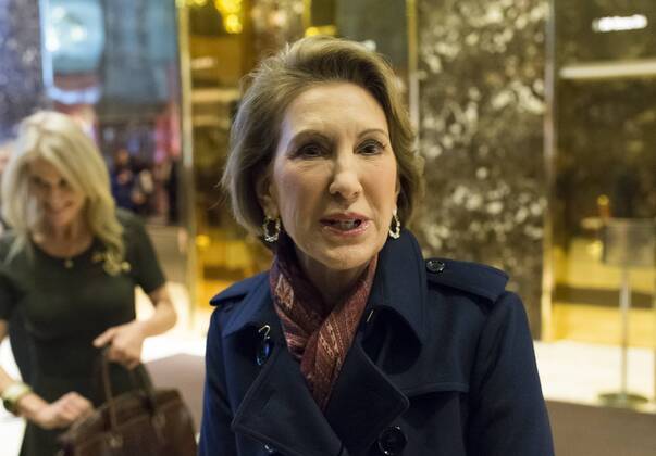 December 12, 2016 - New York, New York, United States of America - Carly Fiorina speaks with the press in the lobby of Trump Tower following her meeting with President-elect Donald Trump in New York, NY, USA on December 12, 2016. .Credit: Pool via CNP New York United States of America - ZUMAs152 20161212_zaa_s152_030