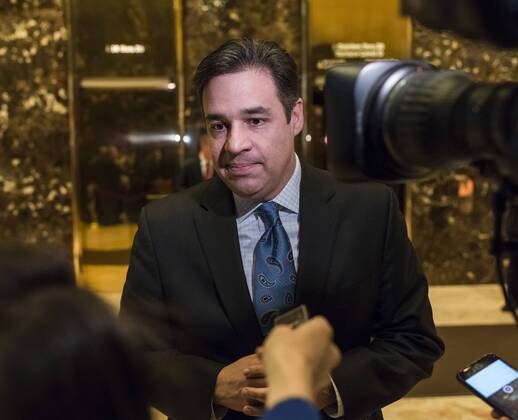 December 12, 2016 - New York, New York, United States of America - United States Representative Raul Labrador (Republican of Idaho) speaks with the press in the lobby of Trump Tower in New York, NY, USA following his meeting with US President-elect Donald Trump on December 12, 2016. .Credit: Pool via CNP New York United States of America - ZUMAs152 20161212_zaa_s152_010