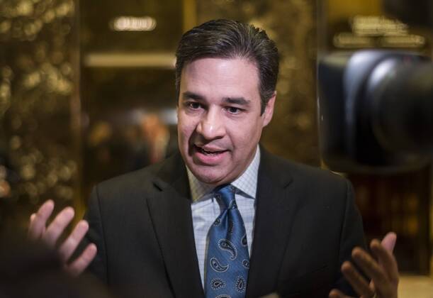 December 12, 2016 - New York, New York, United States of America - United States Representative Raul Labrador (Republican of Idaho) speaks with the press in the lobby of Trump Tower in New York, NY, USA following his meeting with US President-elect Donald Trump on December 12, 2016. .Credit: Pool via CNP New York United States of America - ZUMAs152 20161212_zaa_s152_011