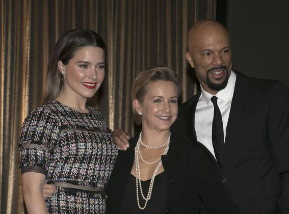December 14, 2016 - West Hollywood, California, U.S - Sophia Bush, SAG-AFTRA president Gabrielle Carteris and Common at the 23rd Annual Screen Actors Guild Awards Nominations announcement at the Pacific Design Center on Wednesday, December 14, 2016 in West Hollywood, California. West Hollywood U.S. - ZUMAp124 20161214_zaa_p124_016