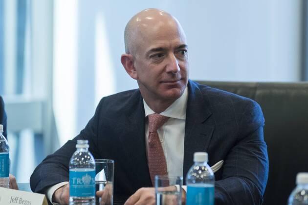 December 14, 2016 - New York, New York, United States of America - Amazon CEO Jeff Bezos is seen in attendance at a meeting of technology chiefs in the Trump Organization conference room at Trump Tower in New York, NY, USA on December 14, 2016. . New York United States of America - ZUMAs152 20161214_zaa_s152_039