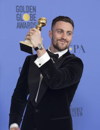 January 8, 2017 - Beverly Hills, California, U.S - After winning the category of BEST PERFORMANCE BY AN ACTOR IN A SUPPORTING ROLE IN A MOTION PICTURE for his work in Nocturnal Animals, actor Aaron Taylor- Johnson poses backstage in the press room with his Golden Globe Award at the 74th Annual Golden Globe Awards at the Beverly Hilton in Beverly Hills, CA on Sunday, January 8, 2017. Beverly Hills U.S. - ZUMAp124 20170108_zaa_p124_032