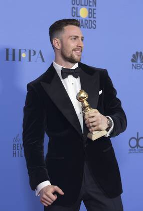 January 8, 2017 - Beverly Hills, California, U.S - After winning the category of BEST PERFORMANCE BY AN ACTOR IN A SUPPORTING ROLE IN A MOTION PICTURE for his work in Nocturnal Animals, actor Aaron Taylor-Johnson poses backstage in the press room with his Golden Globe Award at the 74th Annual Golden Globe Awards at the Beverly Hilton in Beverly Hills, CA on Sunday, January 8, 2017. Beverly Hills U.S. - ZUMAp124 20170108_zaa_p124_034