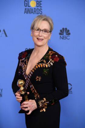 Jan 8, 2017 - Beverly Hills, California, U.S - After winning the Cecil B. Demille Award, MERYL STREEP poses with the award backstage in the press room at the 74th Annual Golden Globe Awards at the Beverly Hilton in Beverly Hills, CA on Sunday, January 8, 2017. Beverly Hills U.S - ZUMAz03_ 20170108_sha_z03_487