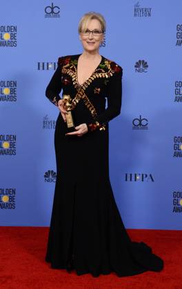 Meryl Streep appears backstage with her Cecil B. DeMille Award during the 74th annual Golden Globe Awards at the Beverly Hilton Hotel in Beverly Hills, California on January 8, 2017.  LAP201701084037 JIMxRUYMEN