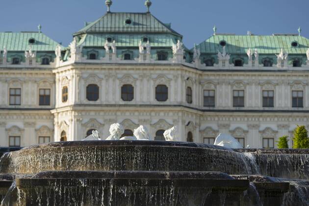 Brunnen vor dem Schloss Belvedere, 3. Bezirk Landstrasse, Wien, Österreich