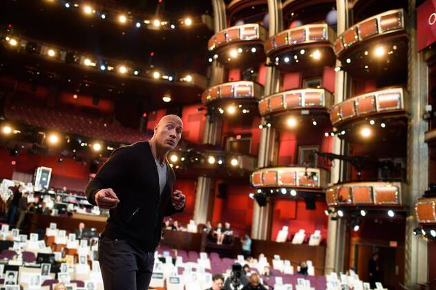 Feb 25, 2017 - Los Angeles, California, U.S. - DWAYNE JOHNSON rehearses as preparations continue Saturday February 25, 2017 for the 89th Oscars® for outstanding film achievements of 2016 which will be presented on Sunday, February 26, 2017, at the Dolby® Theatre and televised live by the ABC Television Network. Los Angeles U.S. - ZUMAz03_ 20170225_shd_z03_128 Copyright: xMattxPetitx