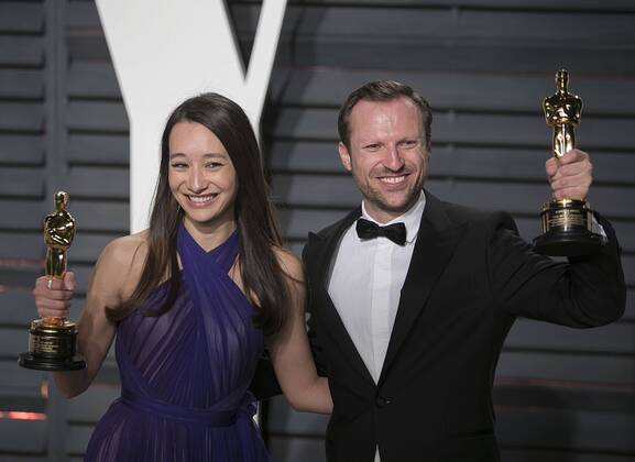 February 27, 2017 - Beverly Hills, California, U.S - Joanna Natasegara & Orlando von Einsiedel on the red carpet at the 2017 Vanity Fair Oscar Party held at the Wallis Annenberg Center in Beverly Hills, California, Sunday February 26, 2017. Beverly Hills U.S. - ZUMAp124 20170227_zaa_p124_170 Copyright: xJavierxRojasx