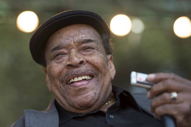 File Photo - JAMES COTTON has passed away at 81. James Henry Cotton (July 1, 1935 - March 16, 2017) was an American blues harmonica player, singer and songwriter, who performed and recorded with many of the great blues artists of his time and with his own band. Cotton began his professional career playing the blues harp in H. Wolf s band in the early 1950s. He made his first recordings in Memphis for Sun Records. In 1955, he was recruited by M. Waters to come to Chicago and join his band. Cotton became Waters s bandleader and stayed with the group until 1965. n 1965 he formed the Jimmy Cotton Blues Quartet, with O. Spann on piano, to record between gigs with Waters s band. Pictured:May 27, 2012 - Aptos, California, U.S. - Blues harmonica legend James Cotton performs live at the 20th annual Santa Cruz Blues Festival. Aptos U.S. - ZUMAb18_ 20170316_shq_b18_747 Copyright: xJeromexBrunetx