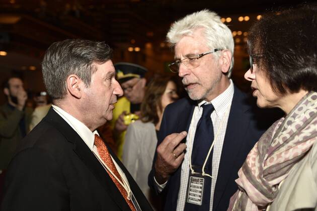 06.04.2017 xkhx, Athen Impressionen, documenta 14 Athen Mayors of Athens Giorgos Kaminis und Oberbürgermeister Kassel Bertram Hilgen und Ehefrau Margit Berghof
