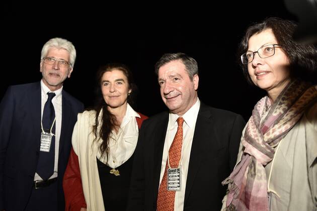 06.04.2017 xkhx, Athen Impressionen, documenta 14 Athen Mayors of Athens Giorgos Kaminis und Oberbürgermeister Kassel Bertram Hilgen und Ehefrau Margit Berghof