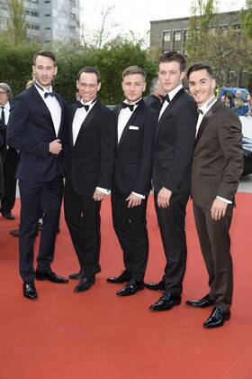 Vladimir Burlakov, Vinzenz Kiefer, Jannik Schümann, Jannis Niewöhner, Francois Göske Roter Teppich Deutscher Filmpreis 2017 in der Messe Berlin am 28.04.2017